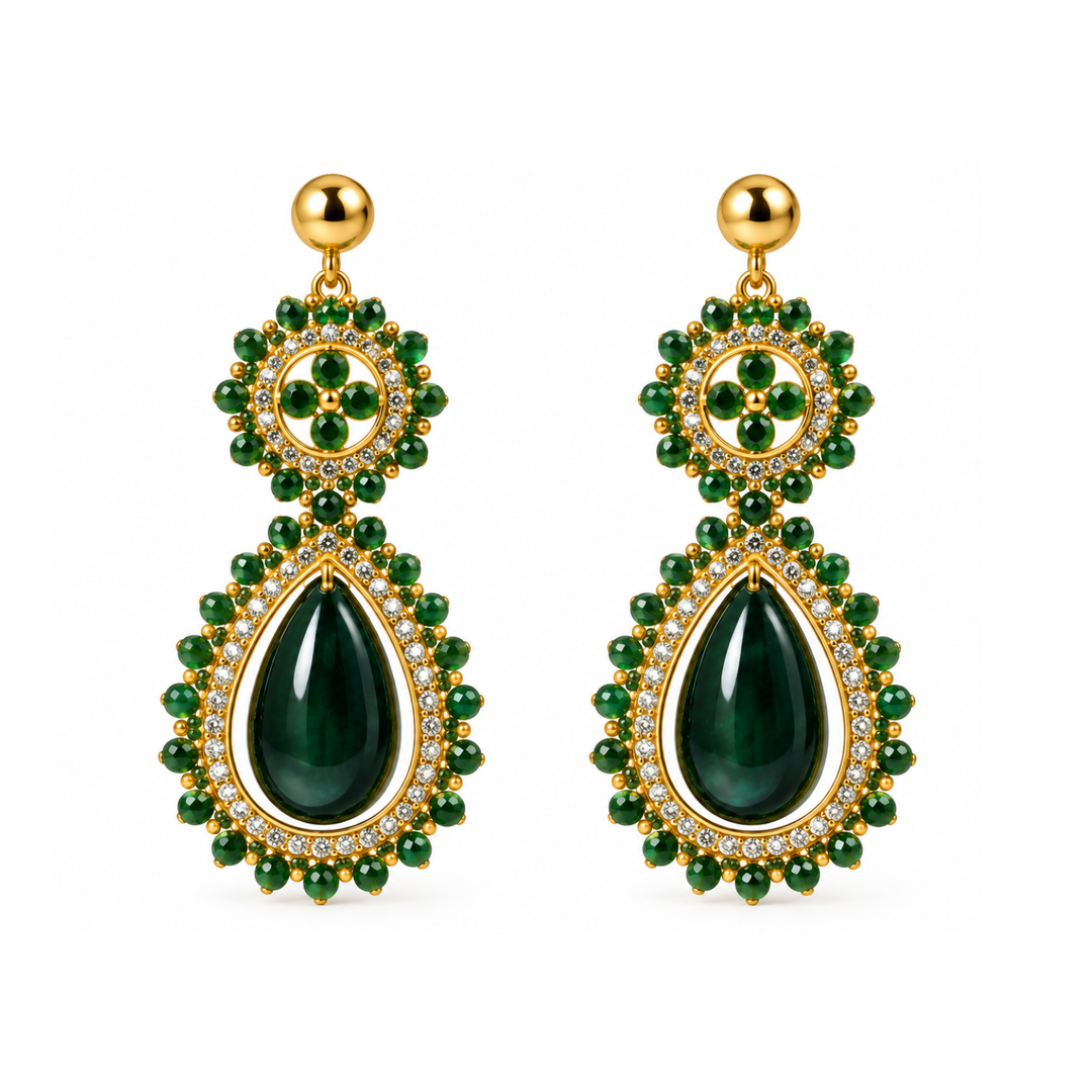 Pendientes gota verde